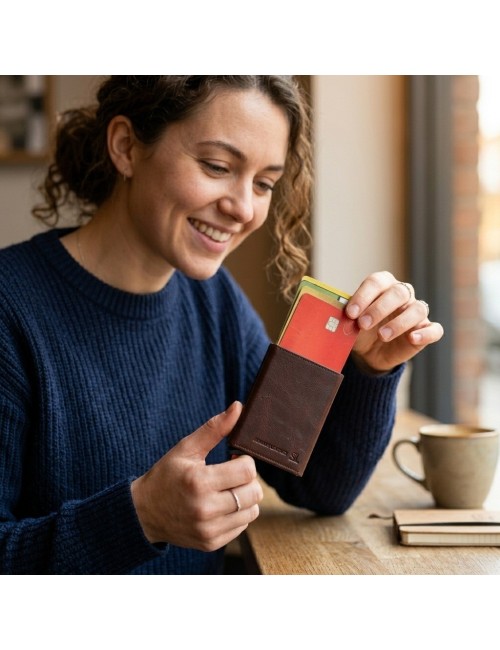 Billetera Tarjetero Automático Anti-robo Rfid Cuero