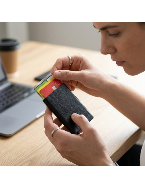 Billetera Tarjetero Automático Anti-robo Rfid Cuero