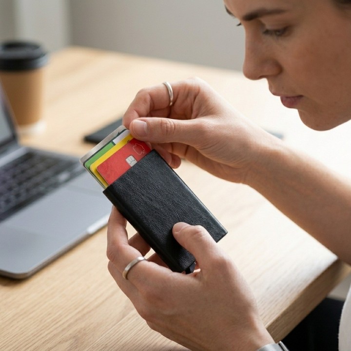 Billetera Tarjetero Automático Anti-robo Rfid Cuero