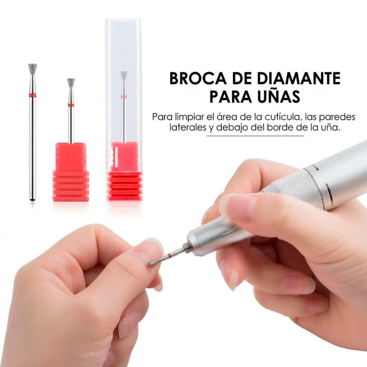 Brocha Fresa Diamante Cono Invertido Torno Uñas Manicura