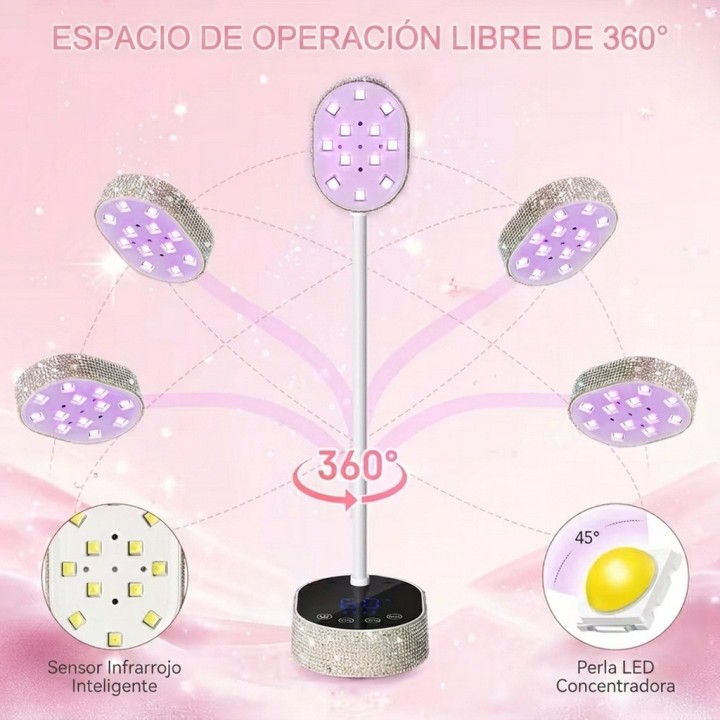 Lámpara Uv Led Secador Uñas 36w Ajustable Diamantes M07