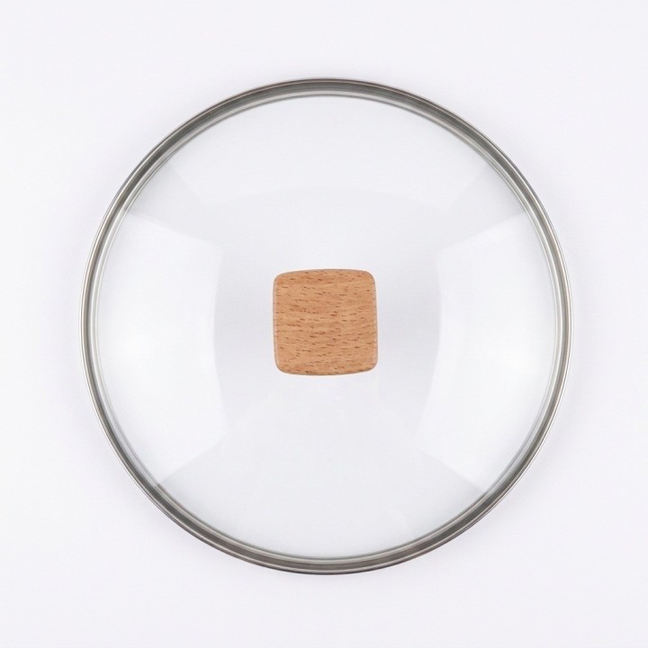 Sartén Antiadherente 22cm Con Tapa Y Mango Efecto Madera