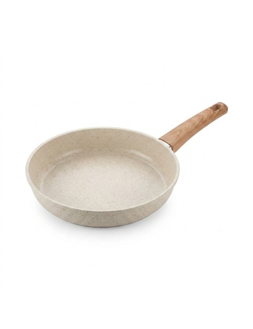 Sartén Antiadherente 24cm Con Tapa Y Mango Efecto Madera