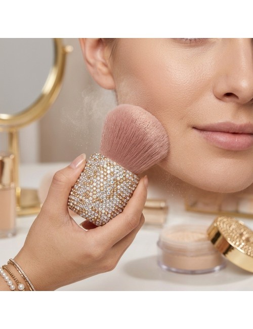 Brocha Maquillaje Polvo Mango Diamantes Pedrería