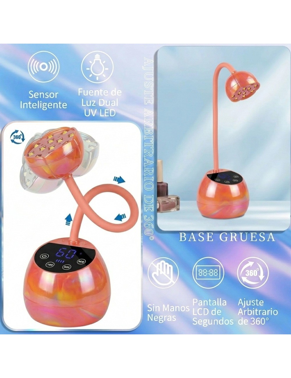 Lámpara Uv Led Secador Uñas 36w Ajustable Portátil M02