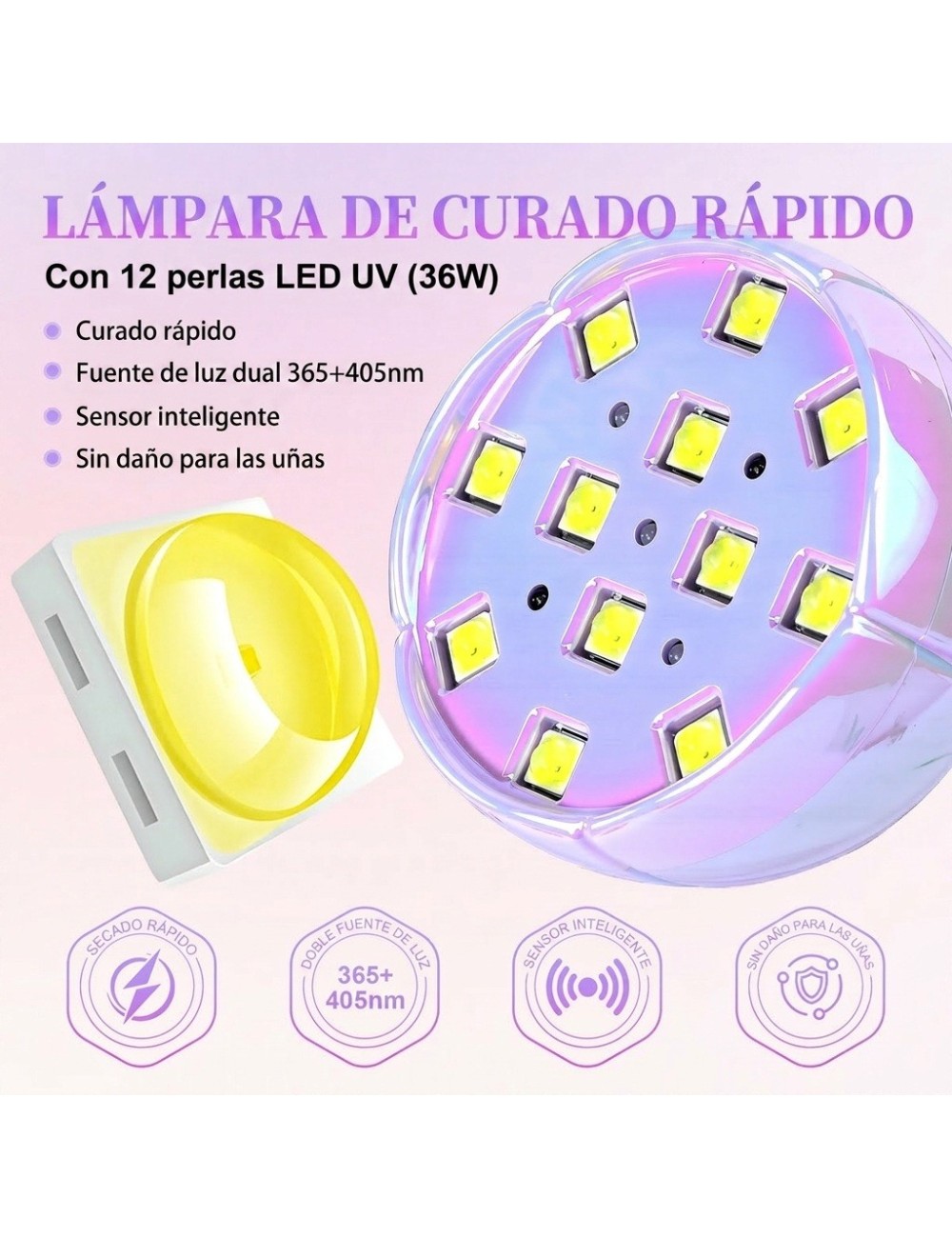 Lámpara Uv Led Secador Uñas 36w Ajustable Portátil M02