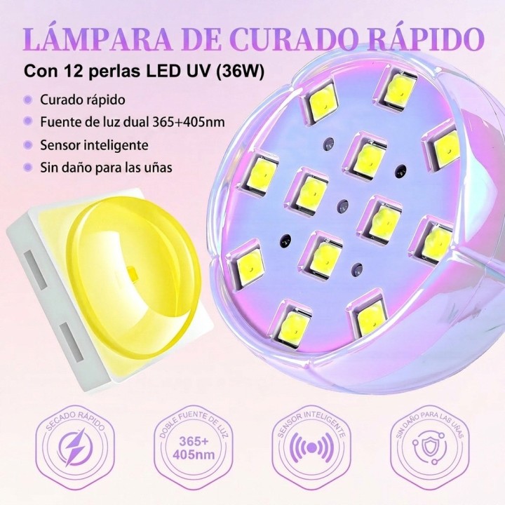 Lámpara Uv Led Secador Uñas 36w Ajustable Portátil M02