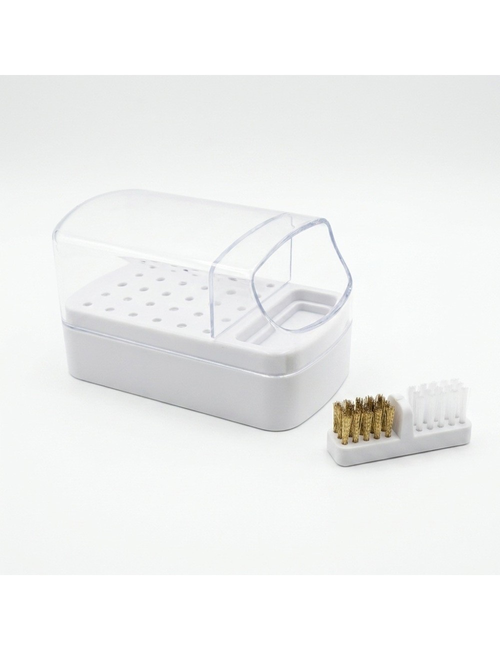 Organizador Fresas Uñas 30 Puestos + Cepillo Limpiador Rosa