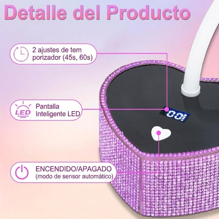 Lámpara Uv Led Secador Uñas 36w Ajustable Diamantes By20