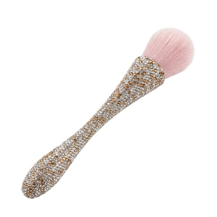 Brocha Maquillaje Polvo Bledo Uñas Mango Pedrería Diamantes