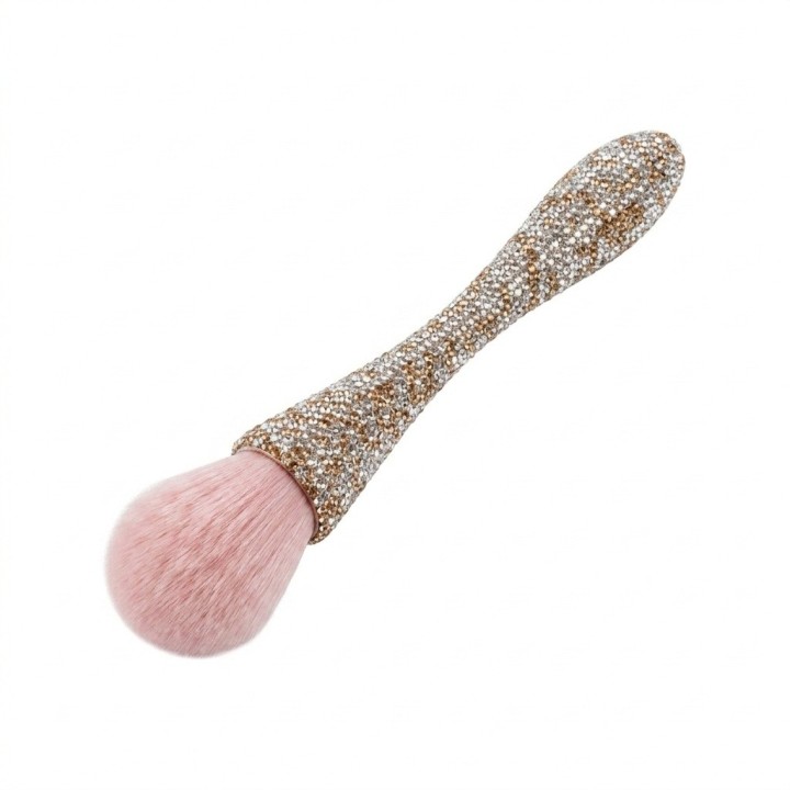 Brocha Maquillaje Polvo Bledo Uñas Mango Pedrería Diamantes