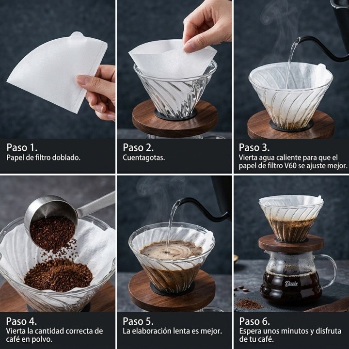 Filtros De Papel Para Café V01 V60 Forma De V Caja X100 Unds