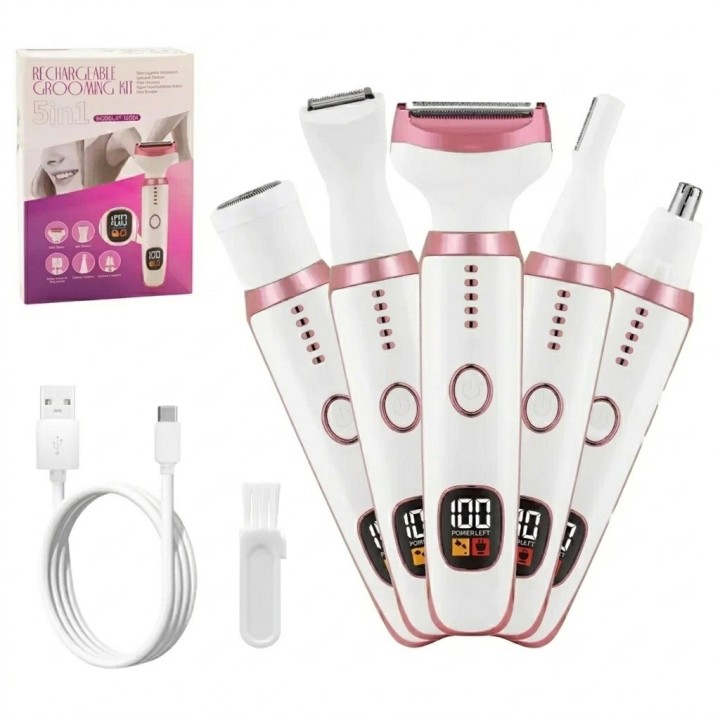 Kit Depiladora Rasuradora Femenina 5 En 1 Recargable Ms-8377