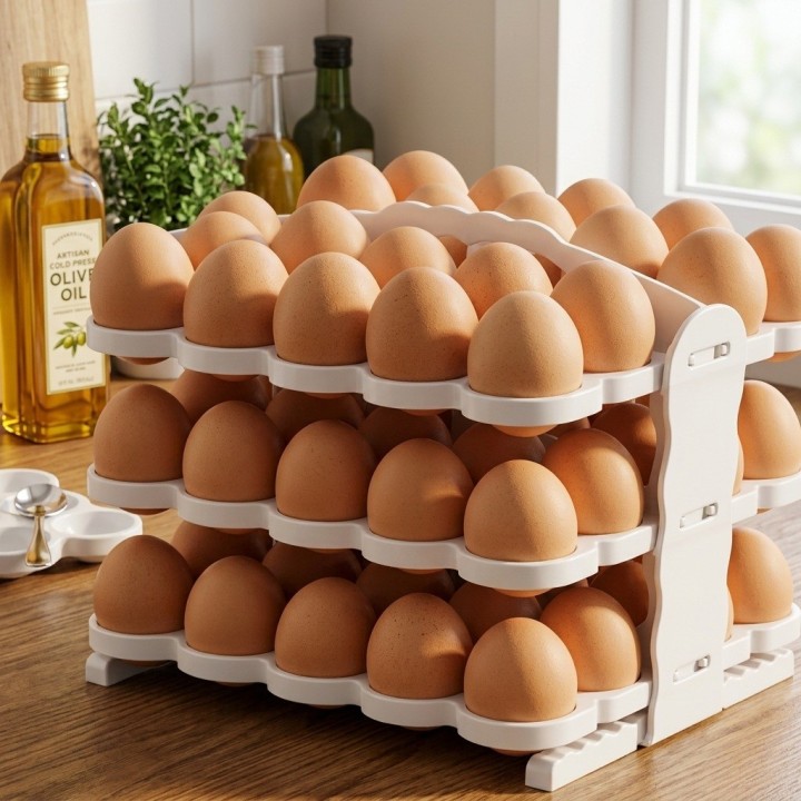 Organizador Bandeja Porta Huevos Nevera Apilable 60 Unds