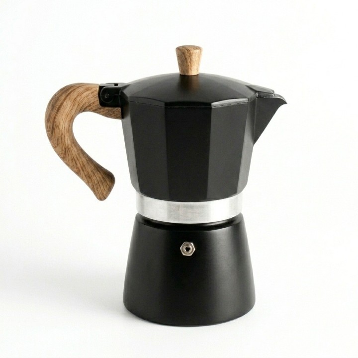 Cafetera Italiana Moka 12 Tazas 600ml Mango Madera
