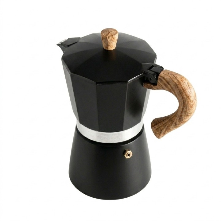 Cafetera Italiana Moka 12 Tazas 600ml Mango Madera