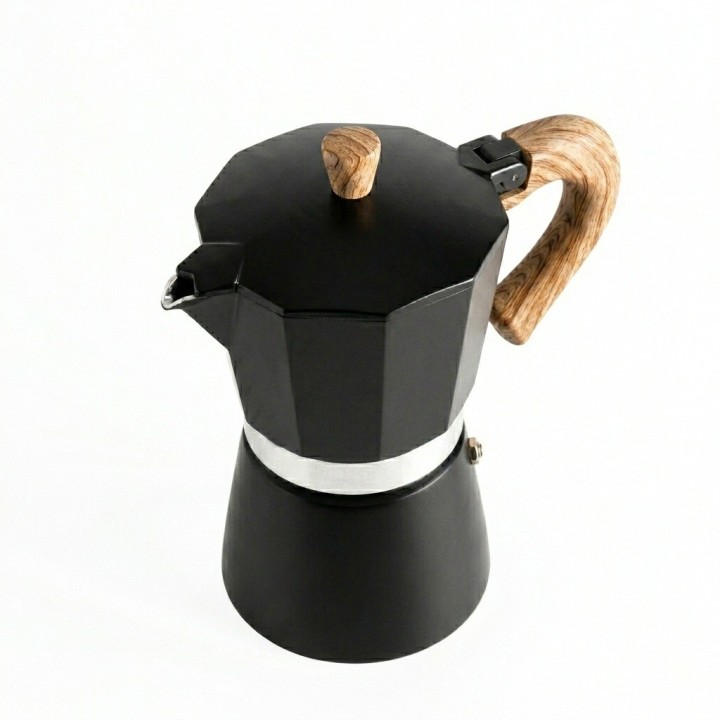 Cafetera Italiana Moka 12 Tazas 600ml Mango Madera