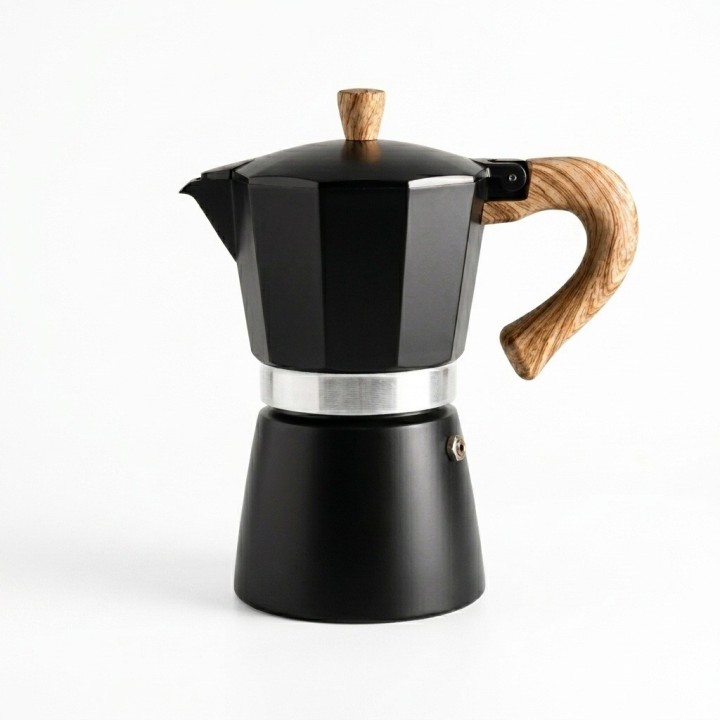Cafetera Italiana Moka 12 Tazas 600ml Mango Madera