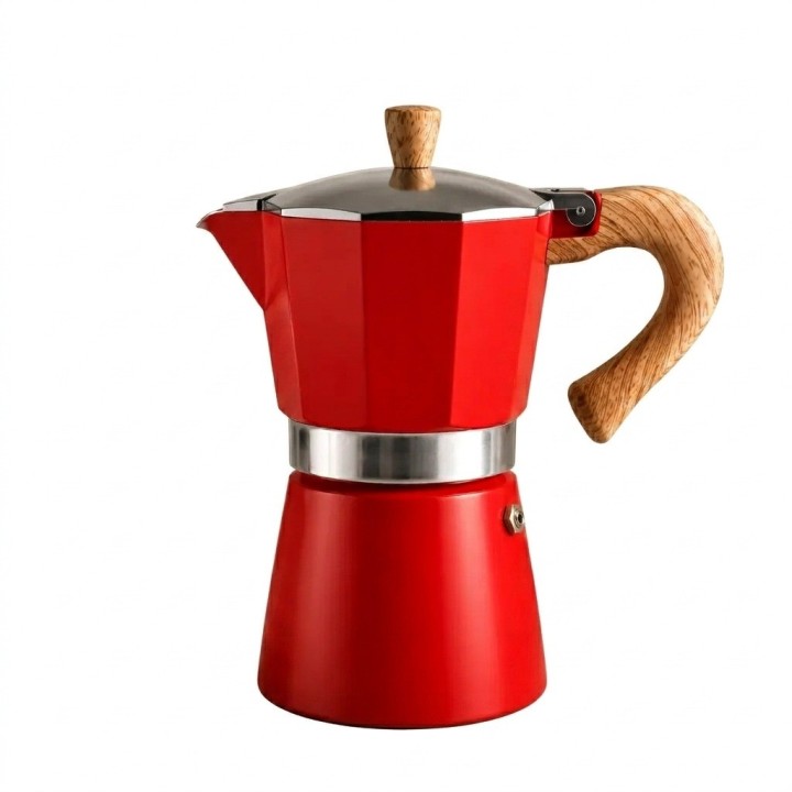 Cafetera Italiana Moka 12 Tazas 600ml Mango Madera