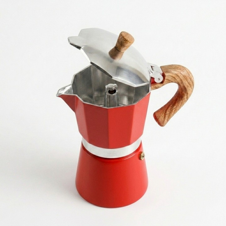 Cafetera Italiana Moka 12 Tazas 600ml Mango Madera