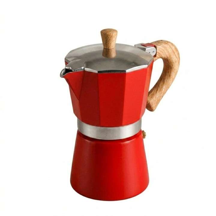 Cafetera Italiana Moka 12 Tazas 600ml Mango Madera