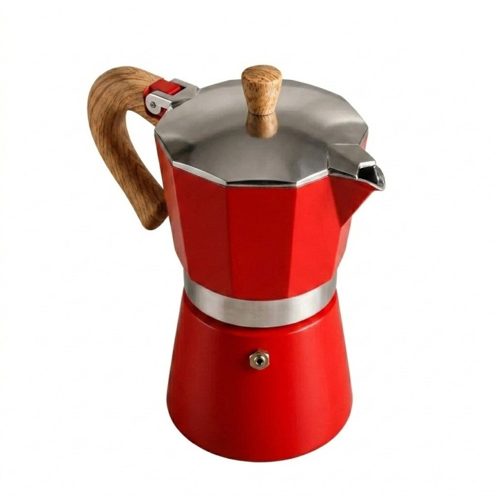 Cafetera Italiana Moka 12 Tazas 600ml Mango Madera