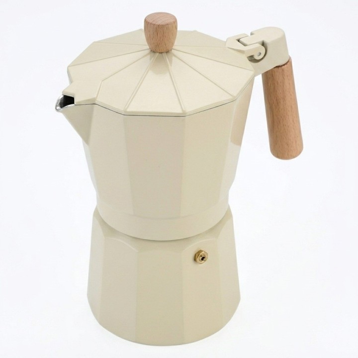 Cafetera Italiana Moka Express Clásica 9 Tazas Mango Madera