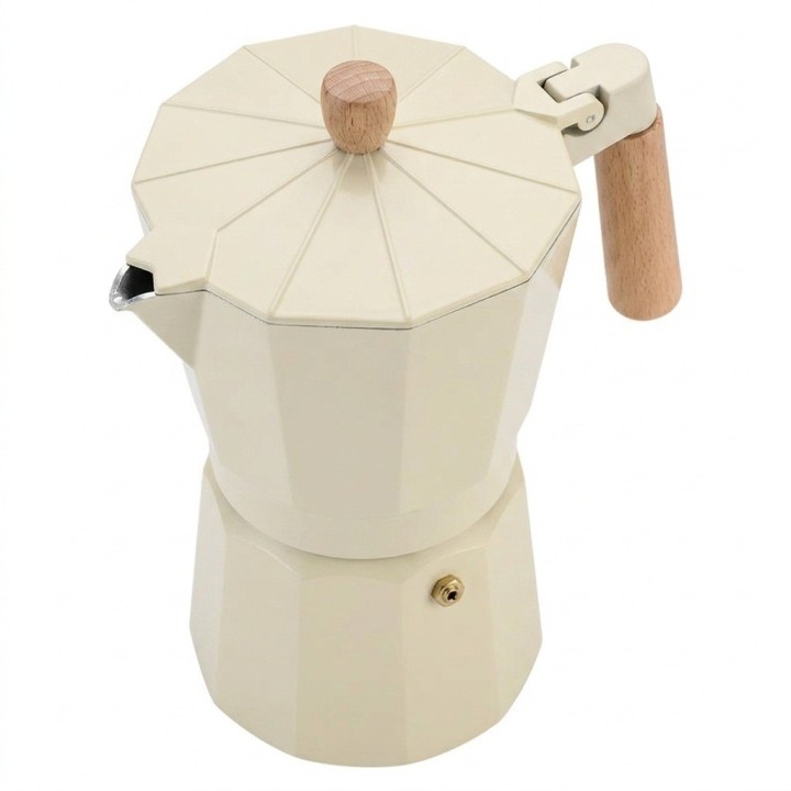 Cafetera Italiana Moka Express Clásica 9 Tazas Mango Madera