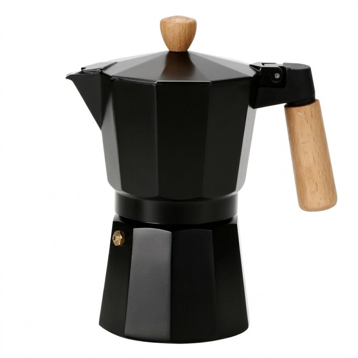 Cafetera Italiana Moka Express Clásica 9 Tazas Mango Madera