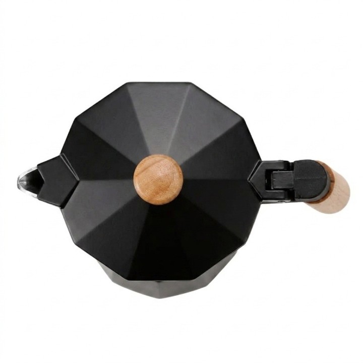 Cafetera Italiana Moka Express Clásica 9 Tazas Mango Madera