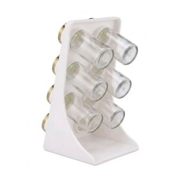 Set Especiero Organizador X8 Frascos Vidrio Soporte Elegante