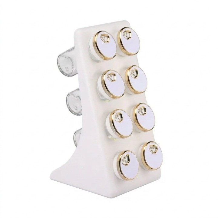 Set Especiero Organizador X8 Frascos Vidrio Soporte Elegante