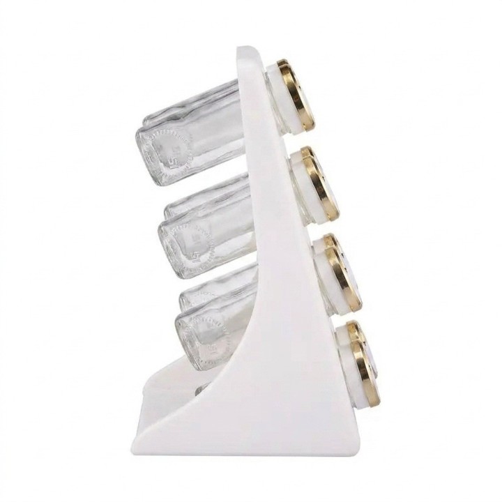 Set Especiero Organizador X8 Frascos Vidrio Soporte Elegante