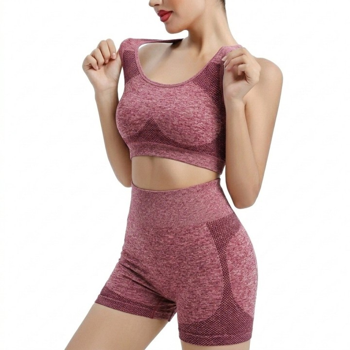 Conjunto Deportivo Mujer Top Y Short Seamless Talla Unica