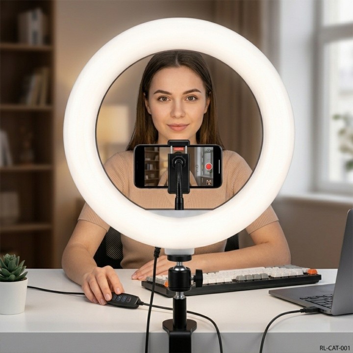 Aro Luz Led 30cm 12 Pulgadas Soporte Celular Control Usb