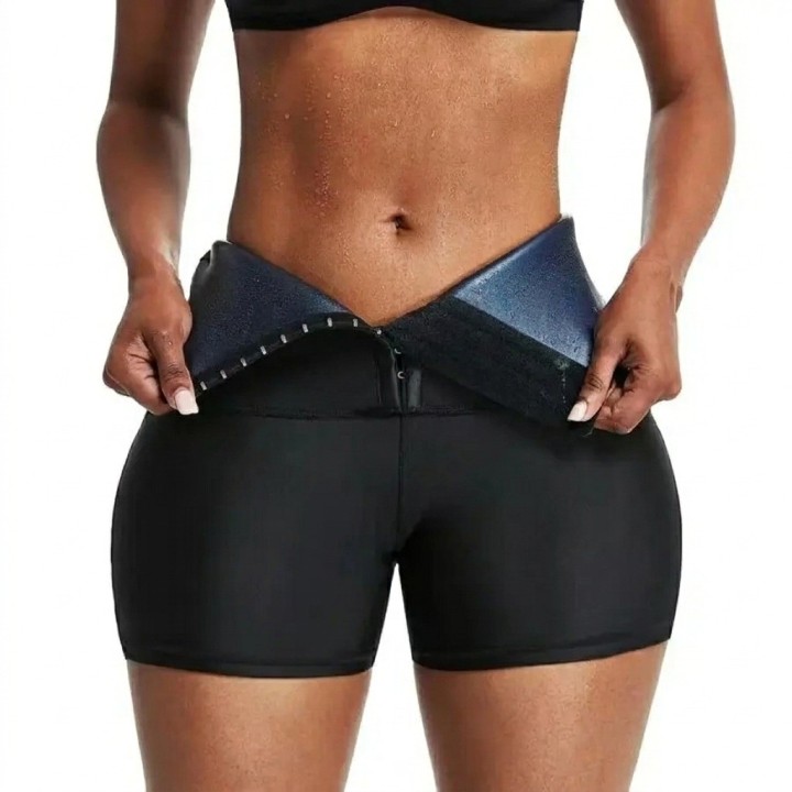 Short Pantalón Deportivo Sauna Moldeador Mujer Negro