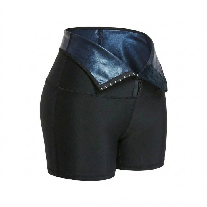 Short Pantalón Deportivo Sauna Moldeador Mujer Negro