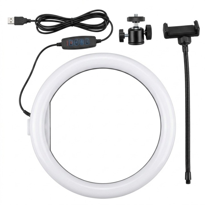 Aro Luz Led 26cm 10 Pulgadas Soporte Celular Control Usb