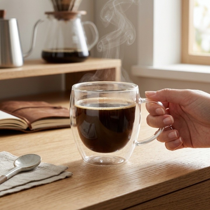 Taza Vaso Vidrio Doble Pared Resistente Al Calor Café Té