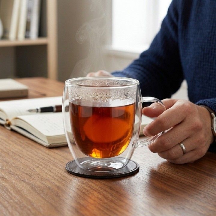 Taza Vaso Vidrio Doble Pared Resistente Al Calor Café Té