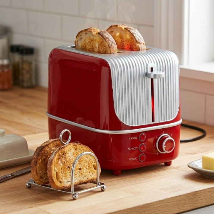 Tostadora De Pan Automática 2 Rebanadas Estilo Retro 800w