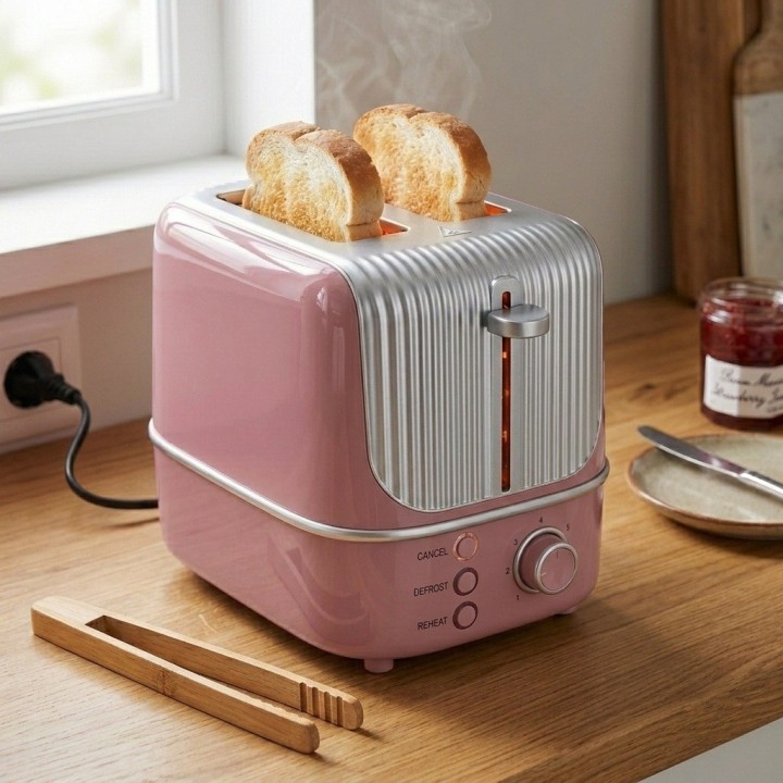 Tostadora De Pan Automática 2 Rebanadas Estilo Retro 800w