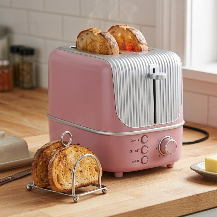 Tostadora De Pan Automática 2 Rebanadas Estilo Retro 800w