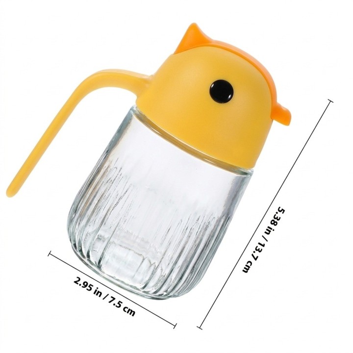 Dispensador Aceite Vidrio Tapa Automática Diseño Pájaro