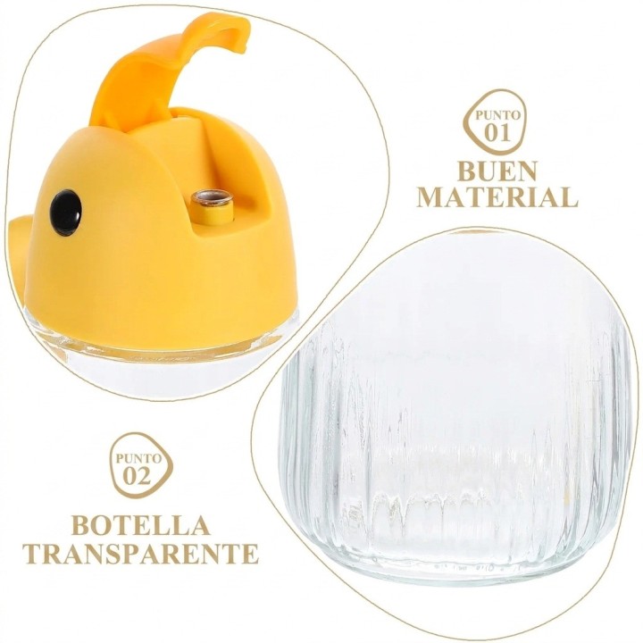 Dispensador Aceite Vidrio Tapa Automática Diseño Pájaro