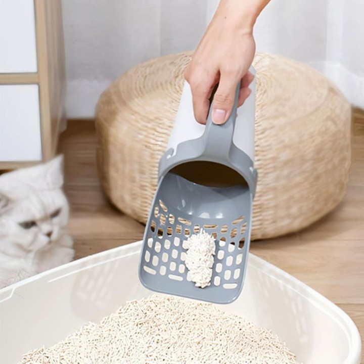 Pala Recogedor Gatos Integrada Con Bote Basurero Dispensador