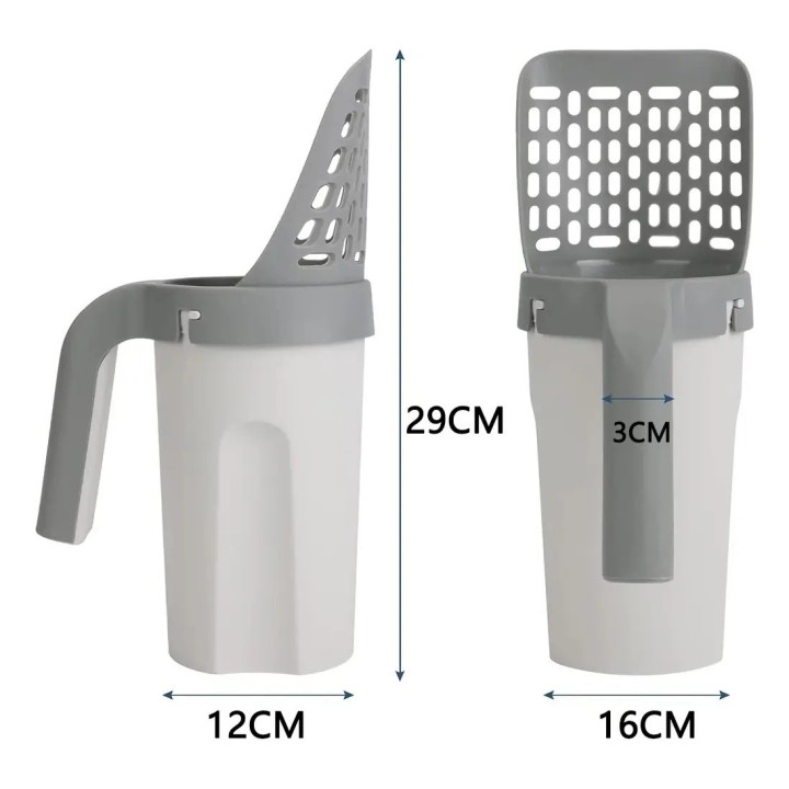 Pala Recogedor Gatos Integrada Con Bote Basurero Dispensador