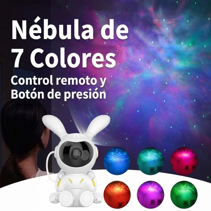 Proyector Galaxia Estrellas Conejo Astronauta Luz Noche Usb