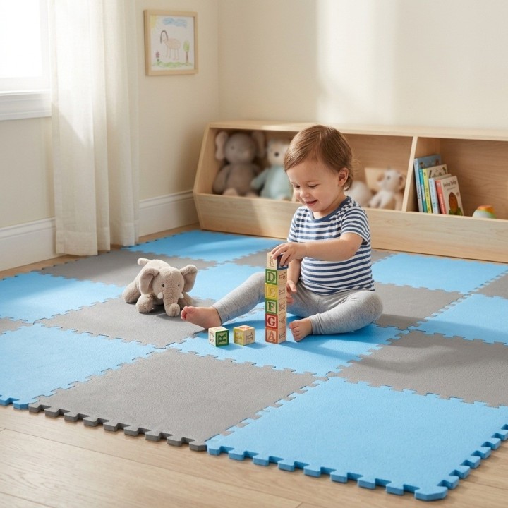 Tapete Alfombra Rompecabezas Felpa 4 Pzs 59x59 Cm