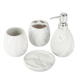 Set 4 Accesorios Para Baño Diseño Mármol Blanco Elegante